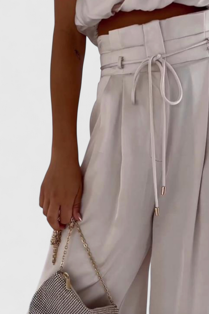 Helira Ensemble de Deux Pièces avec Top Fluide et Pantalon Palazzo