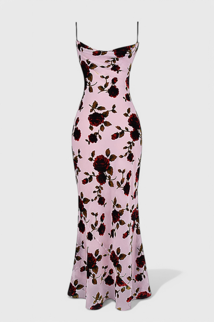 Irina Robe Glissante avec Imprimé Floral et Dos Nu