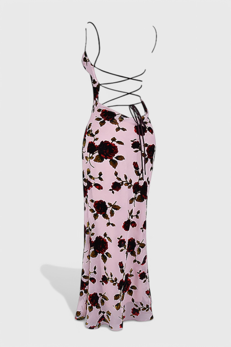 Irina Robe Glissante avec Imprimé Floral et Dos Nu