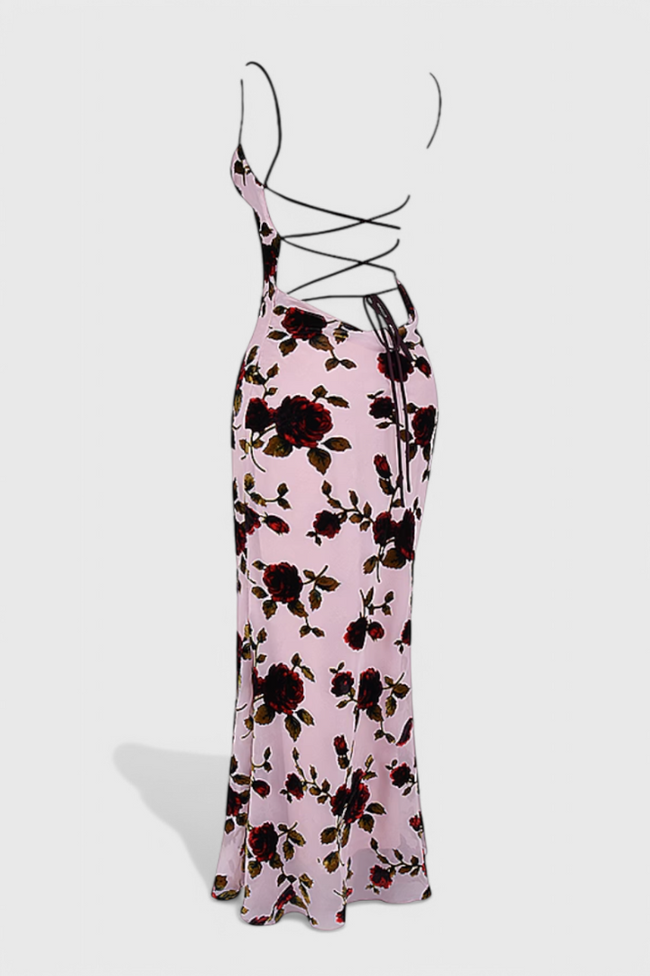 Irina Robe Glissante avec Imprimé Floral et Dos Nu