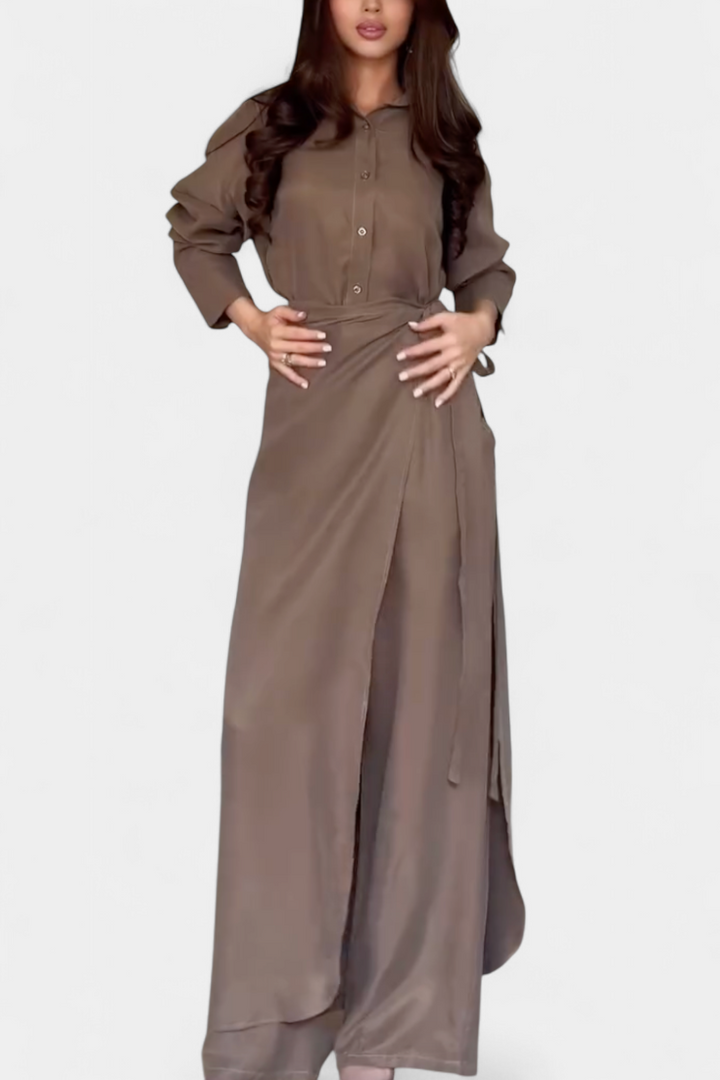 Marisol Ensemble Décontracté de Chemise Ample et Pantalon Jupe