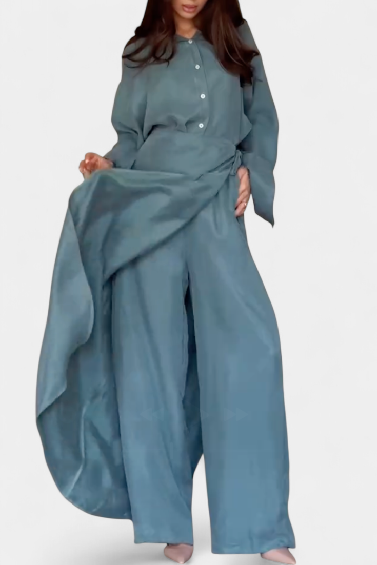 Marisol Ensemble Décontracté de Chemise Ample et Pantalon Jupe