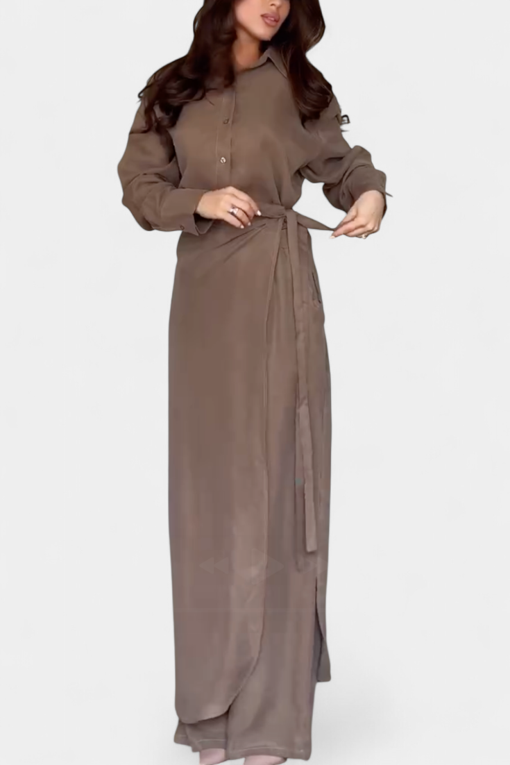 Marisol Ensemble Décontracté de Chemise Ample et Pantalon Jupe