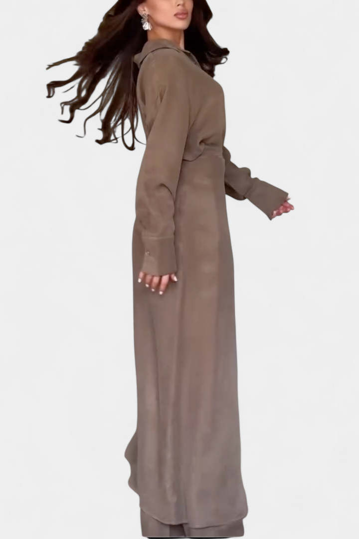 Marisol Ensemble Décontracté de Chemise Ample et Pantalon Jupe
