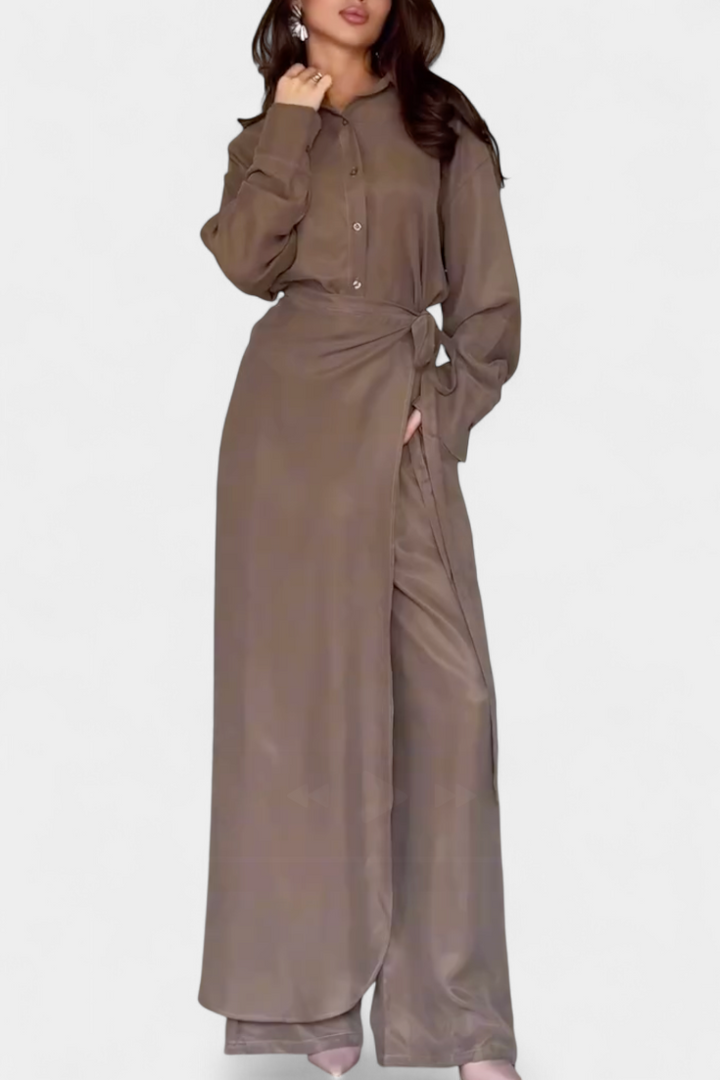 Marisol Ensemble Décontracté de Chemise Ample et Pantalon Jupe