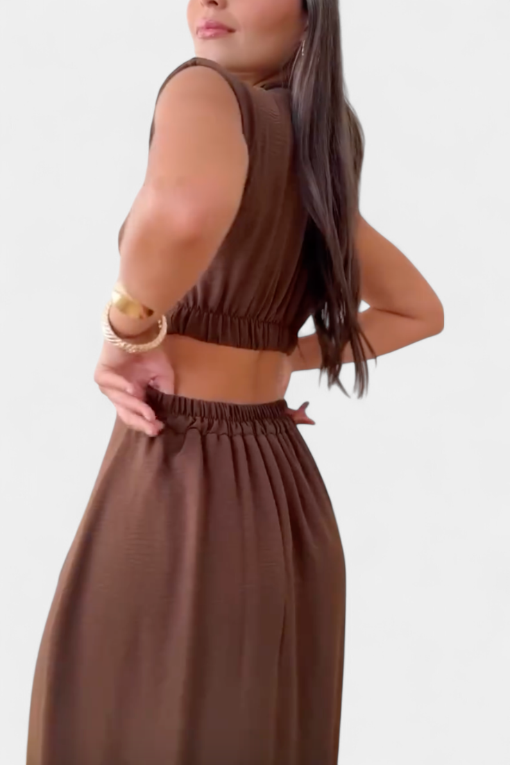 Griselda Robe Midi avec Boutons et Taille Ouverte
