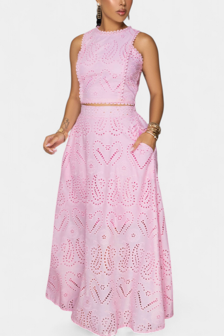 Danitza Ensemble Romantique en Dentelle Florale Découpée