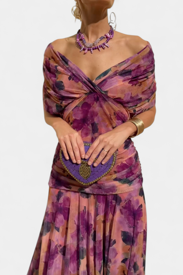 Alondra Robe Longue avec Imprimé Floral Fantaisie et Décolleté en V