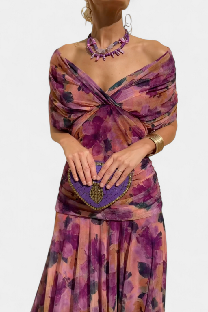 Alondra Robe Longue avec Imprimé Floral Fantaisie et Décolleté en V