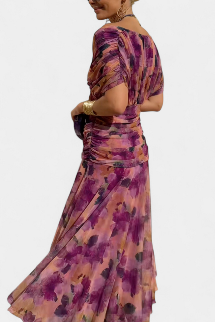 Alondra Robe Longue avec Imprimé Floral Fantaisie et Décolleté en V