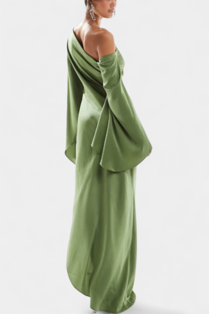 Robe Maxi Asymétrique Keisha à Épaule Unique avec Taille Sculptée