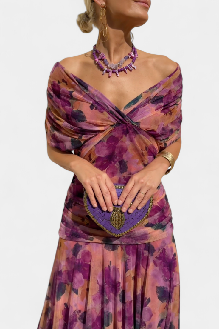 Alondra Robe Longue avec Imprimé Floral Fantaisie et Décolleté en V