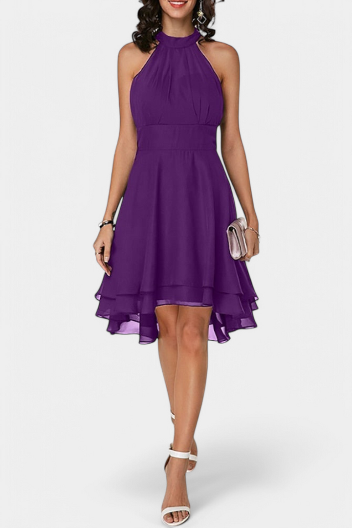 Anouk Robe en Georgette avec Volants et Silhouette Cintrée