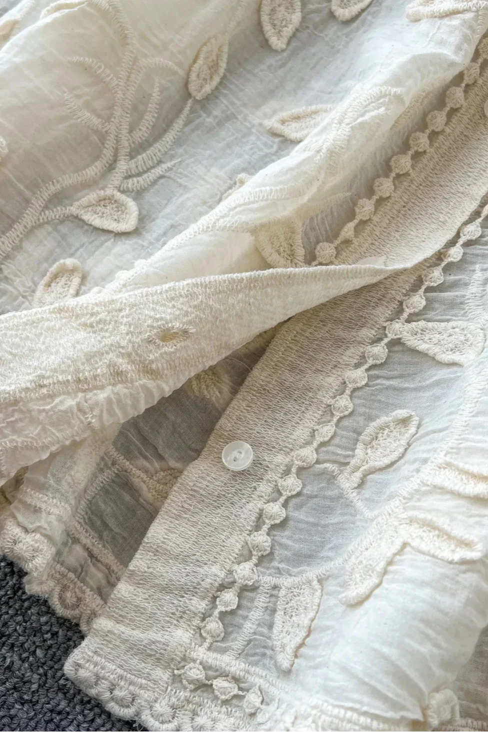 Chemise Prairie en Dentelle Brodée