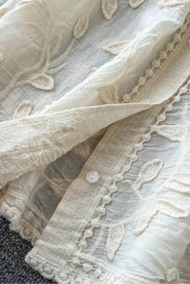 Chemise Prairie en Dentelle Brodée
