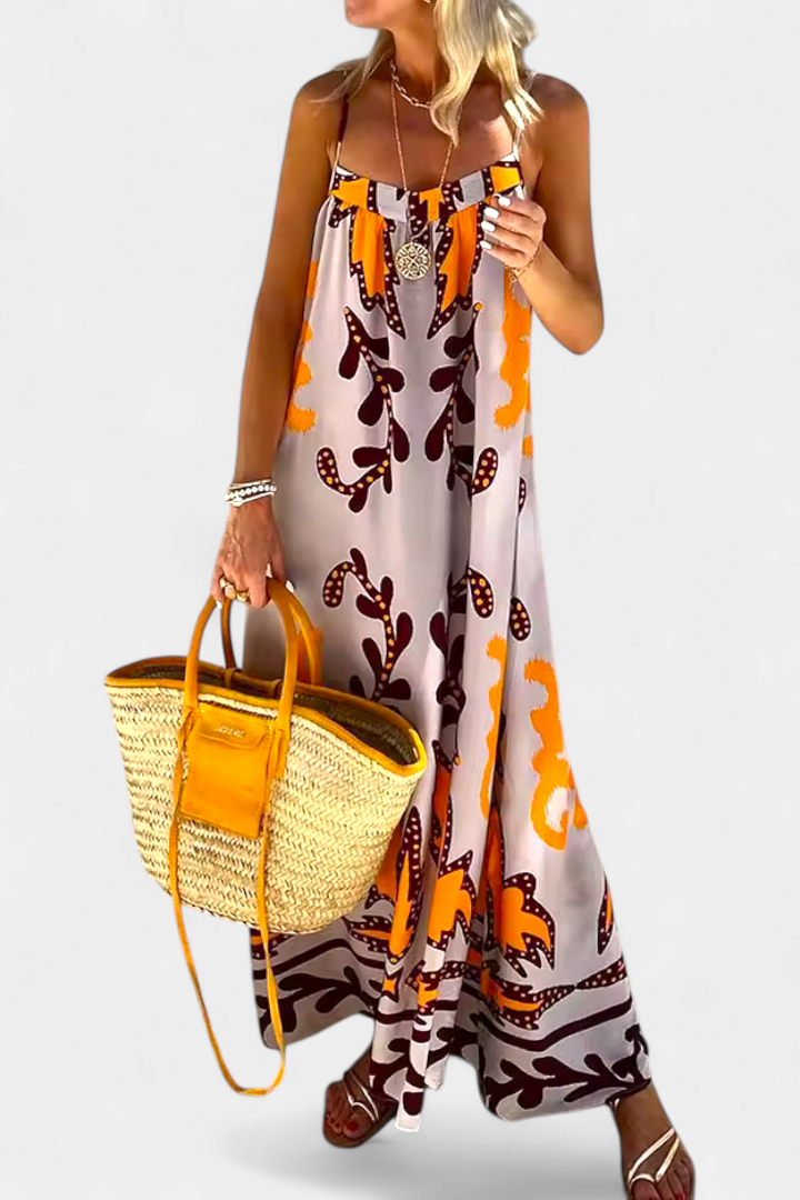 Robe Vilma avec Imprimé Tropical et Dos Nu