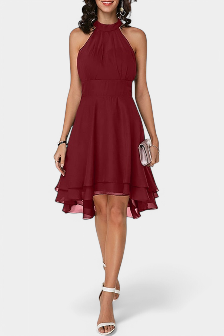 Anouk Robe en Georgette avec Volants et Silhouette Cintrée