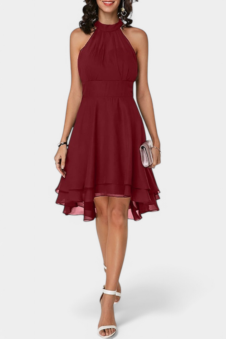 Anouk Robe en Georgette avec Volants et Silhouette Cintrée