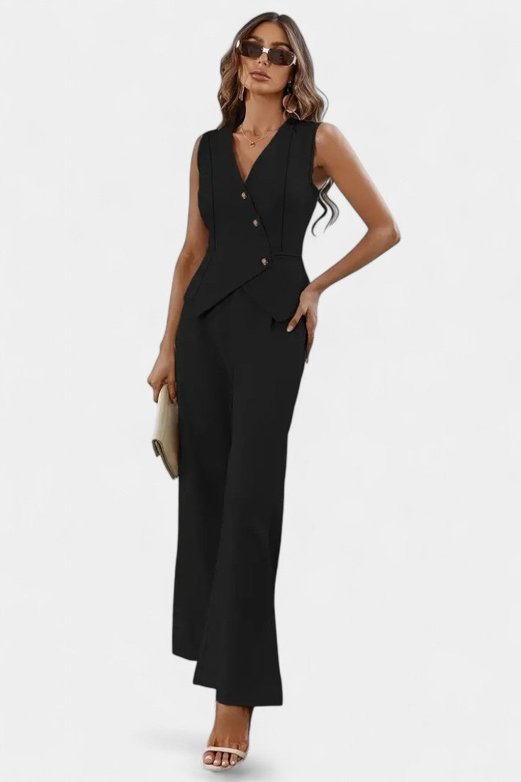 Ensemble Heskia de Gilet Sans Manches et Pantalons à Jambes Larges