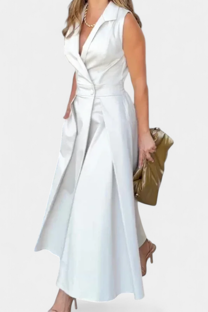 Veste Robe Beverly Sans Manches avec Coupe A et Boutons