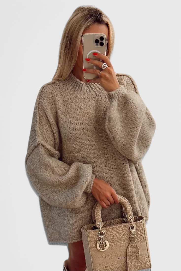 Pull Oversized en Tricot Cassia avec Manches Bouffantes