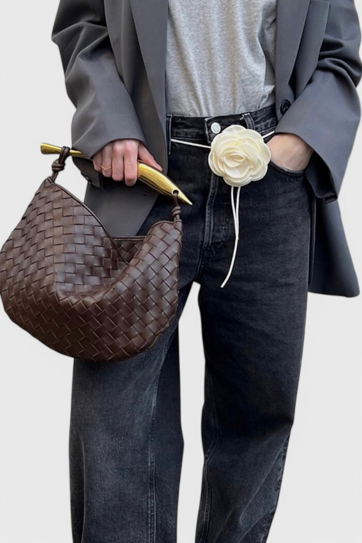 Sac Gerda Woven avec Poignée Dorée
