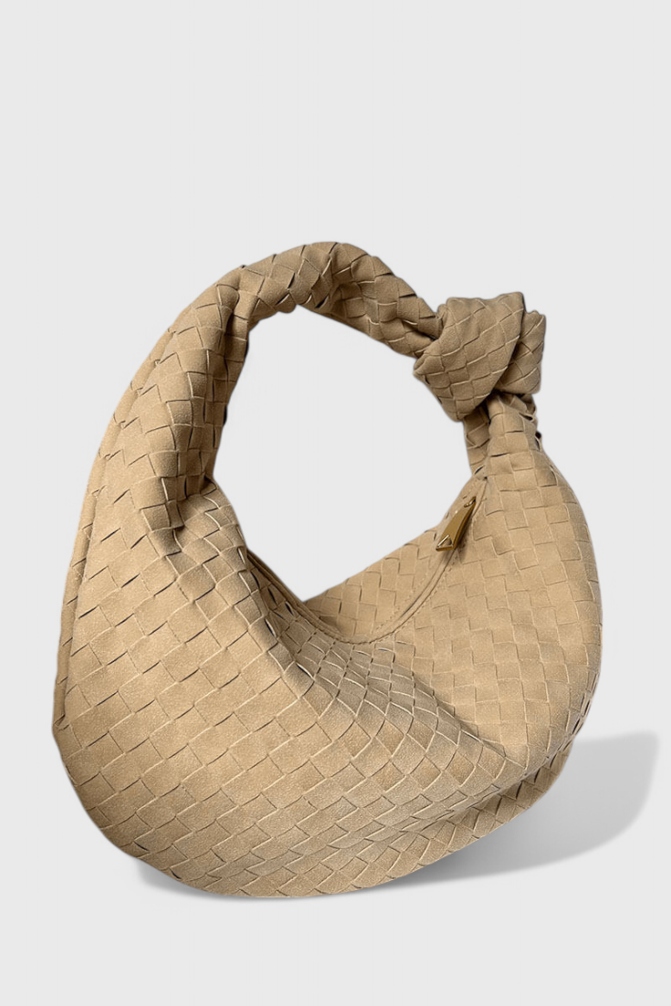 Sac Lila Moyen Tissé avec Détail de Nœud