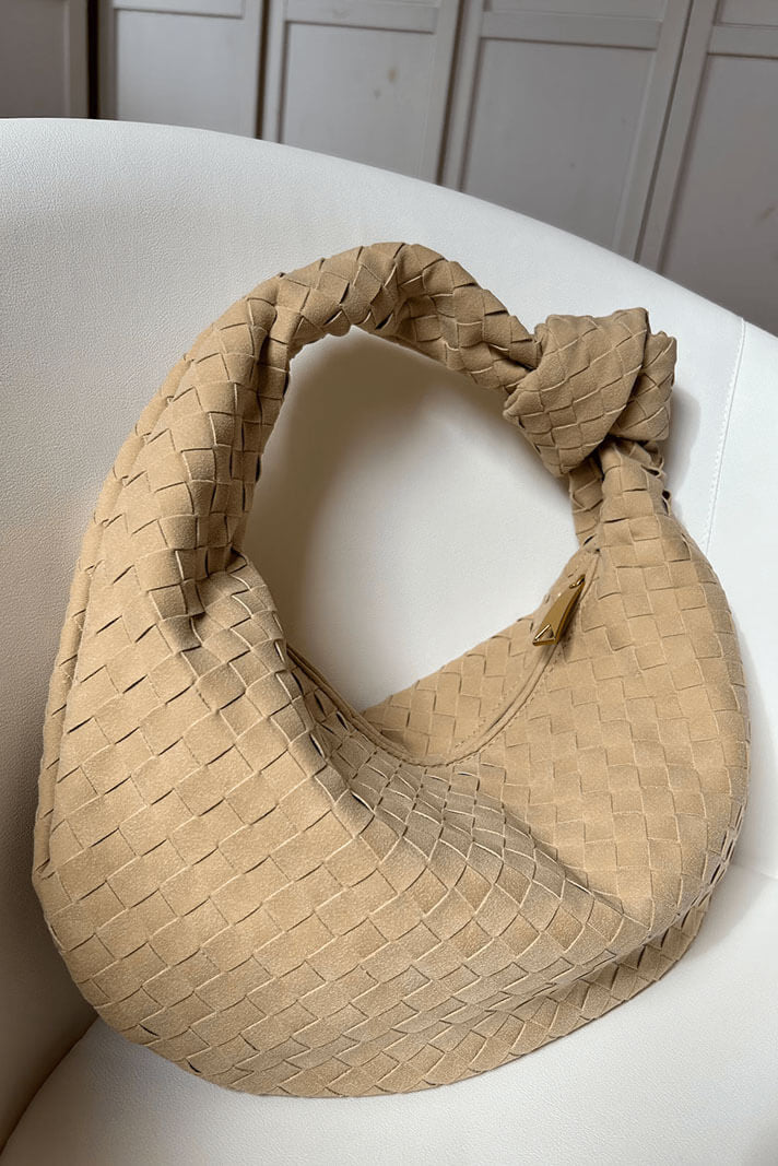 Sac Lila Moyen Tissé avec Détail de Nœud