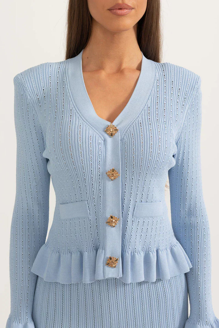 Prudence Ensemble de Robe Midi en Tricot Raffiné et Top à Boutons