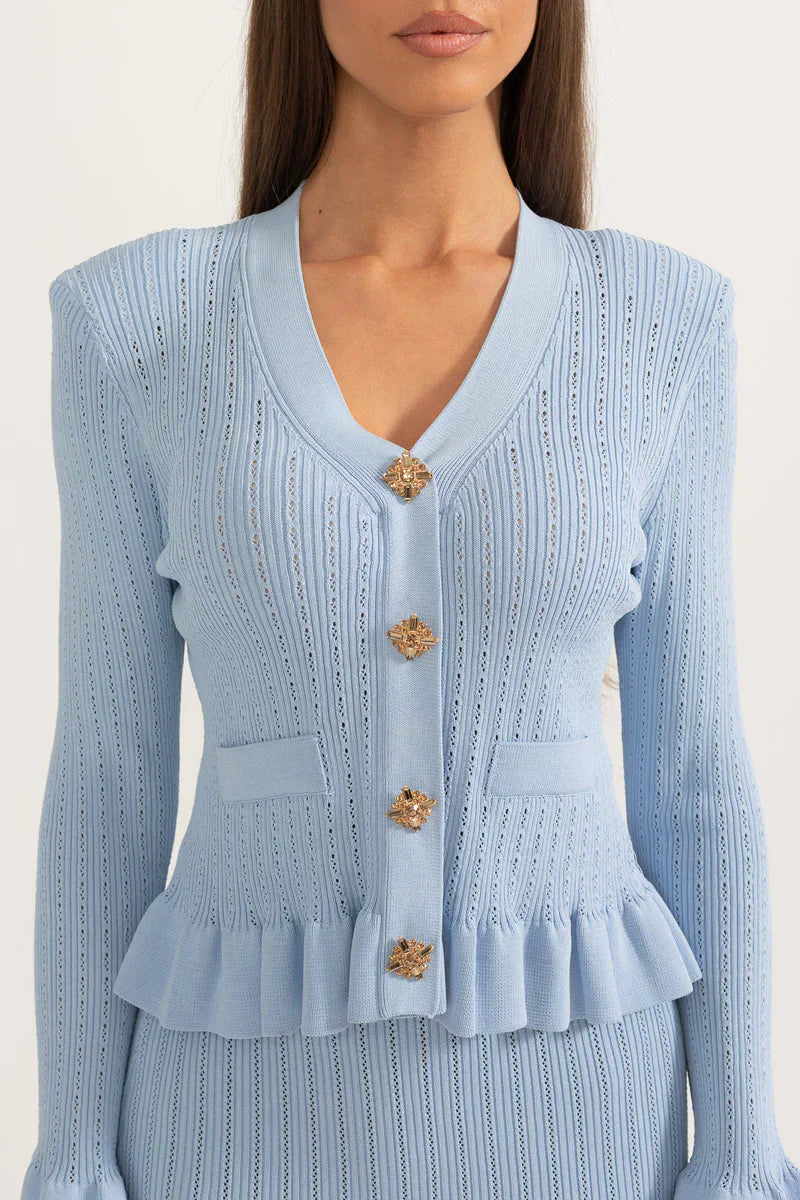 Prudence Ensemble de Robe Midi en Maille Raffinée et Top à Boutons