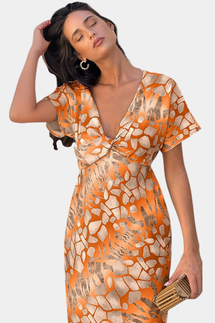 Robe Triana avec Imprimé Abstrait et Décolleté en V