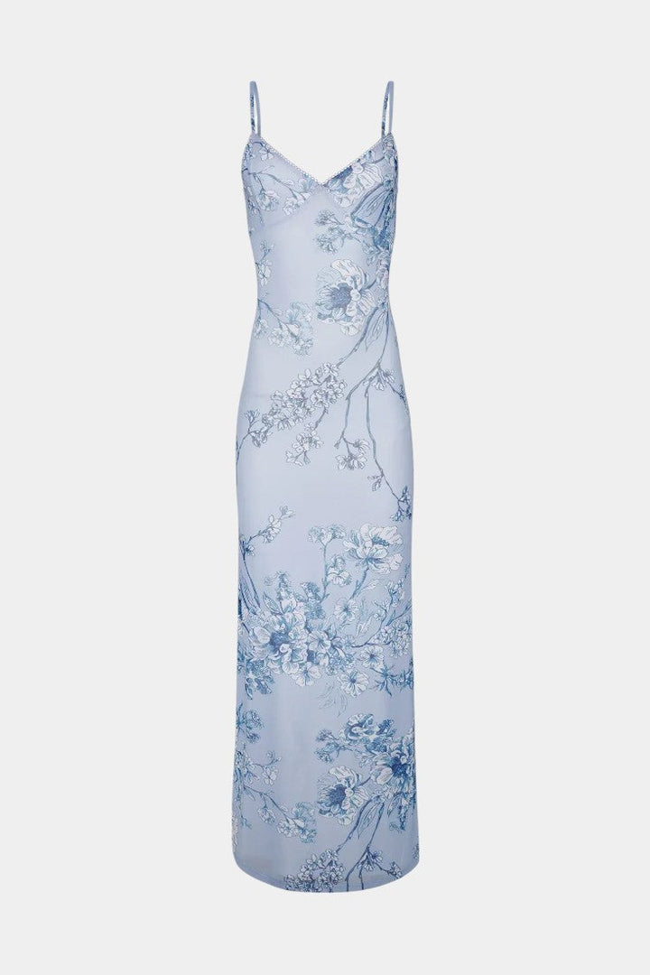 Robe Iris en Dentelle Florale Bleue
