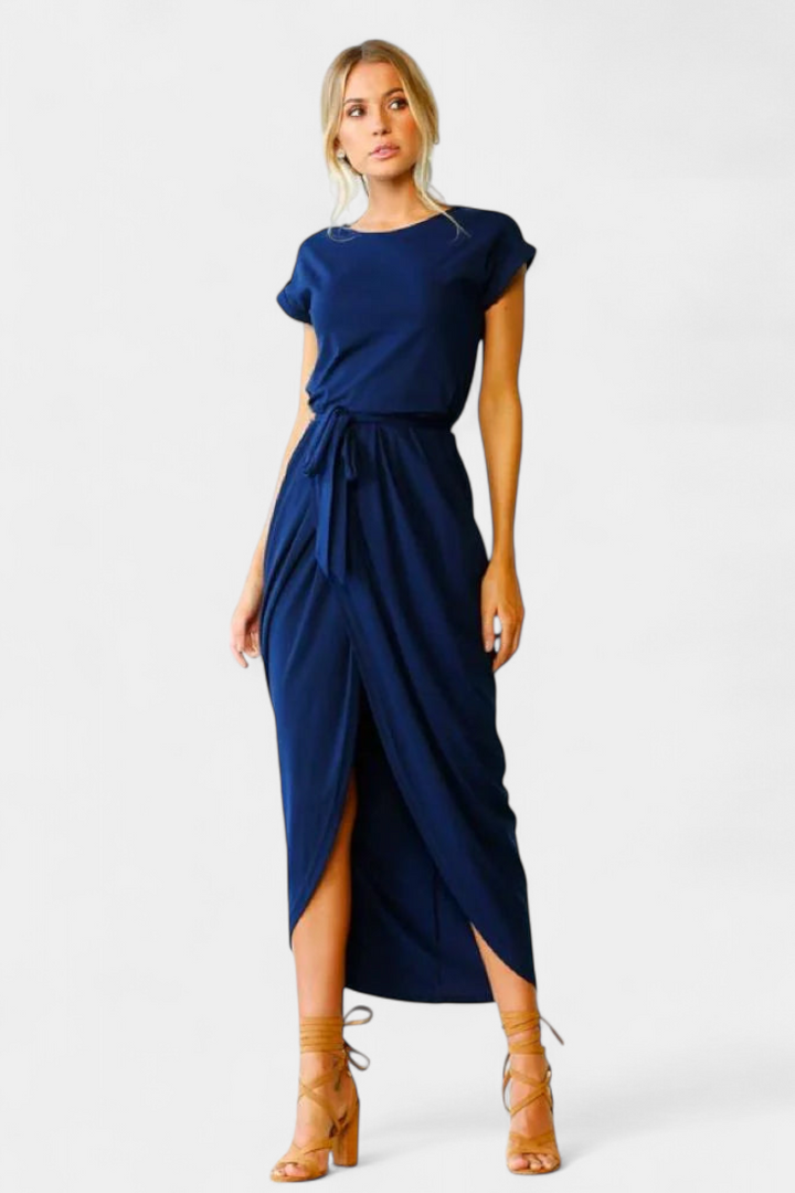 Robe Midi Enveloppante Clarissa avec Fente Latérale