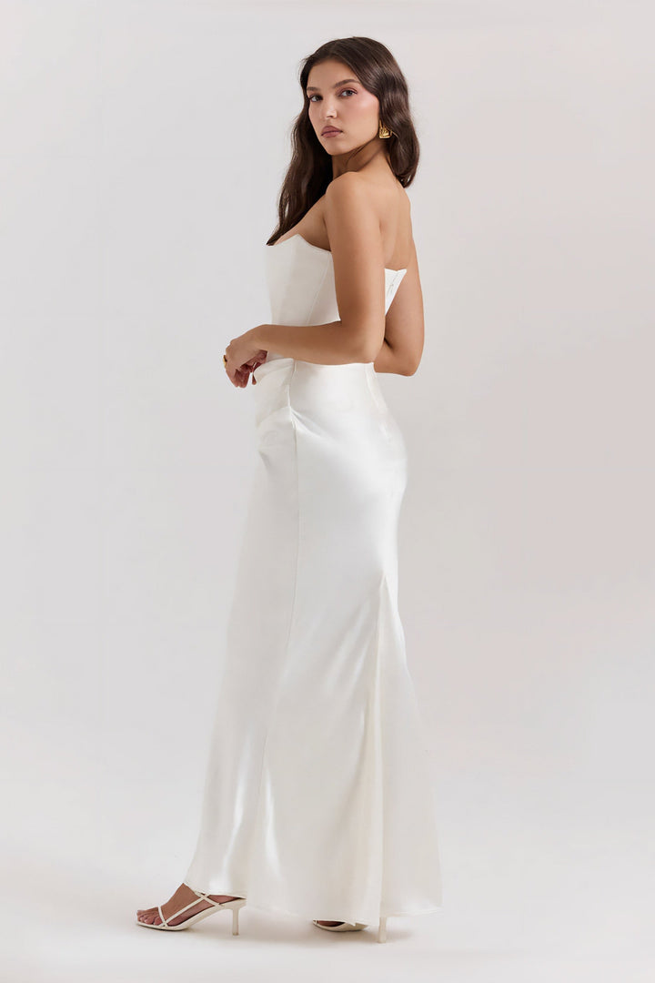 Robe Maxi Drapée Emily avec Corset Sans Bretelles