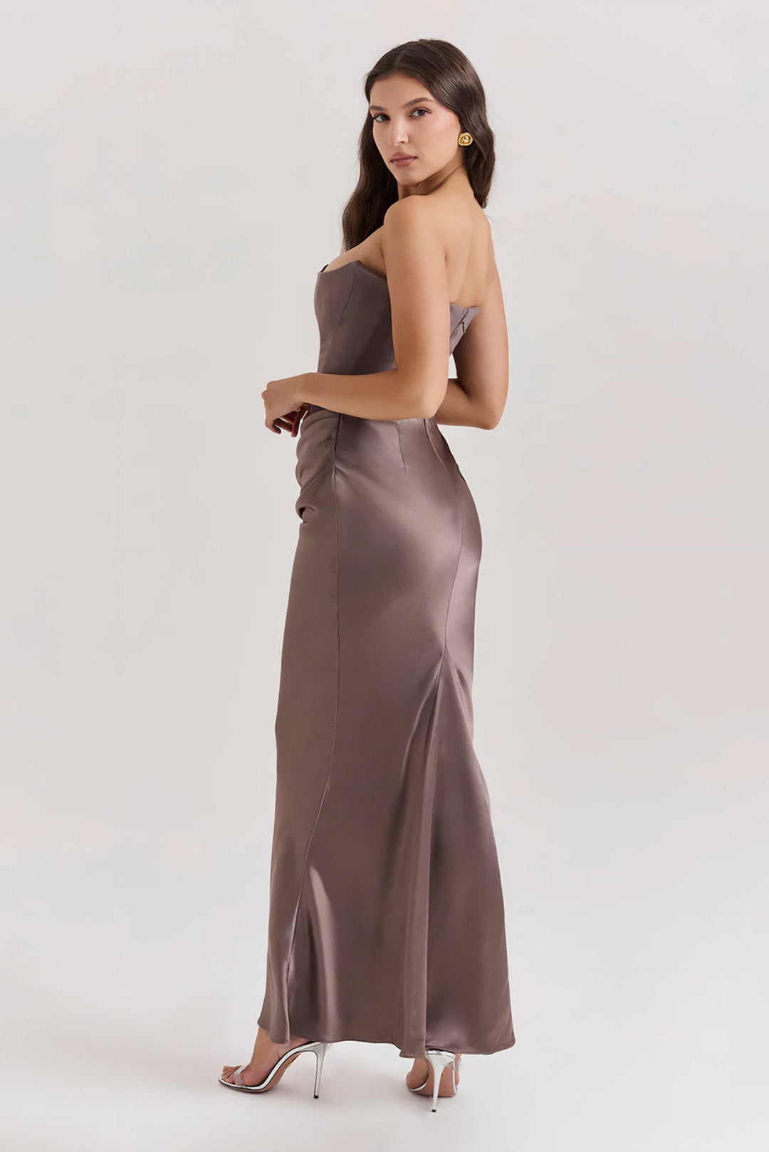 Robe Maxi Drapée Emily avec Corset Sans Bretelles
