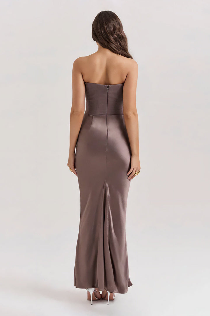 Robe Maxi Drapée Emily avec Corset Sans Bretelles
