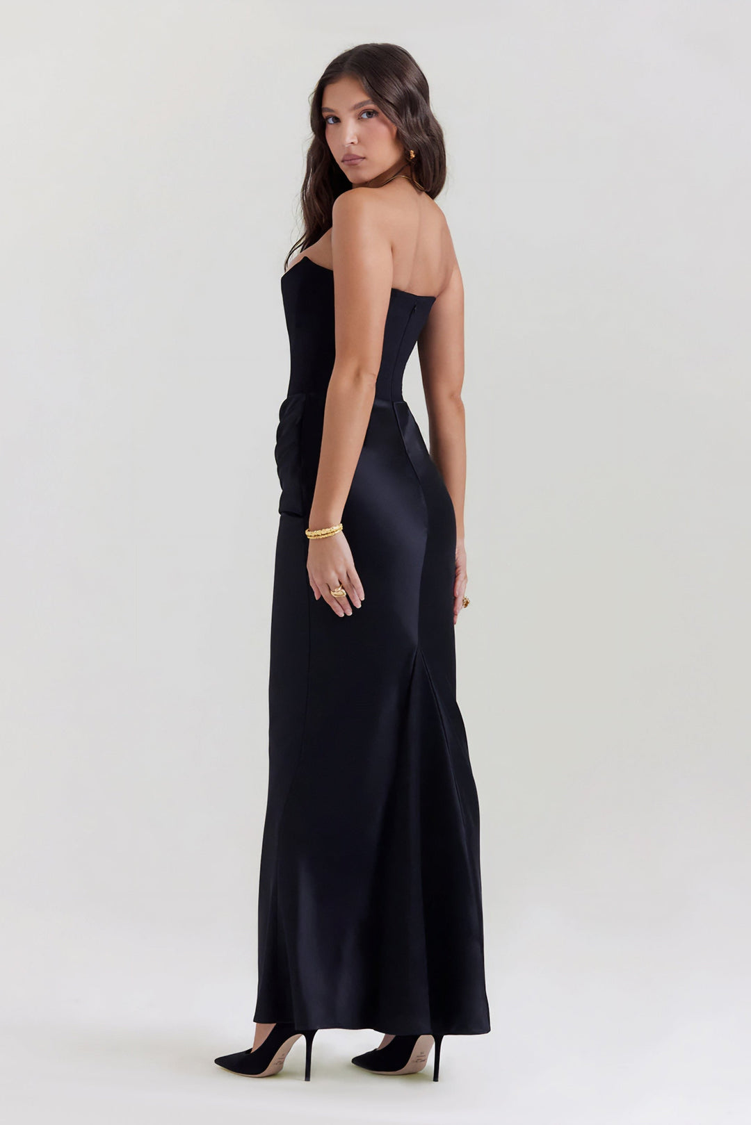 Robe Maxi Drapée Emily avec Corset Sans Bretelles