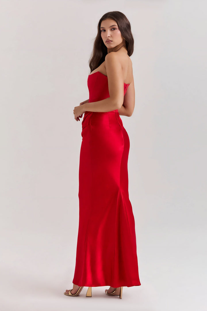 Robe Maxi Drapée Emily avec Corset Sans Bretelles