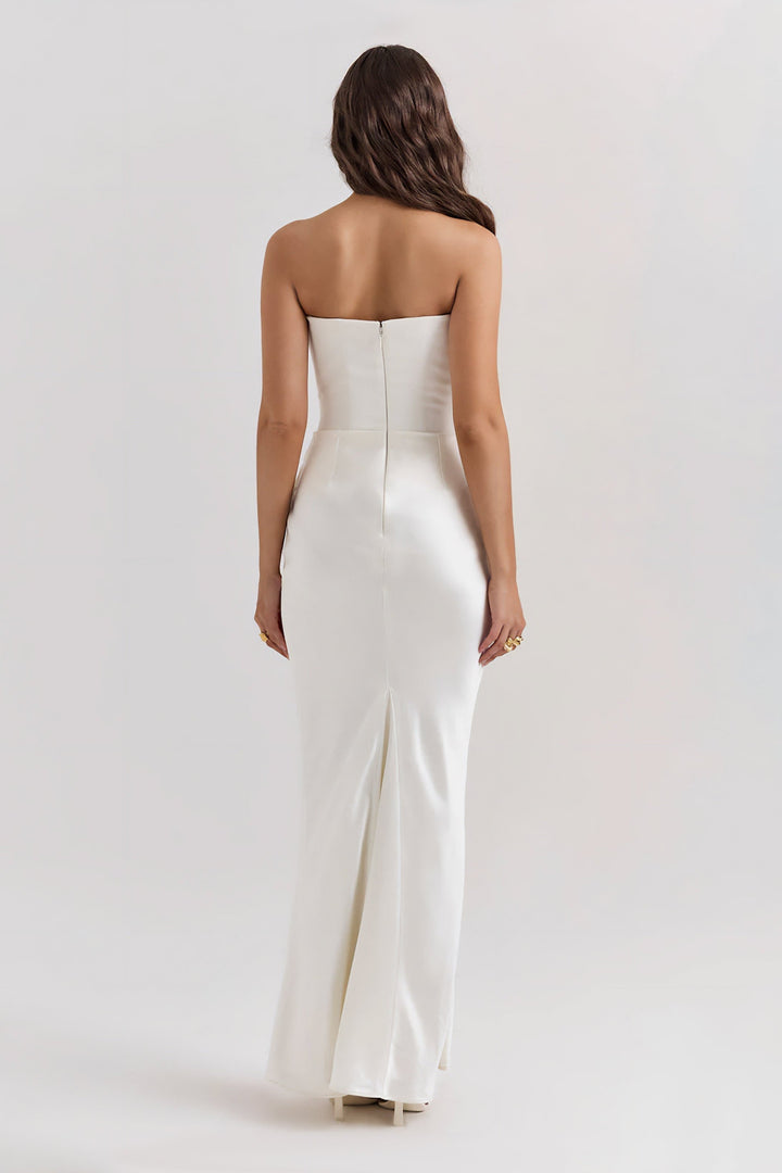 Robe Maxi Drapée Emily avec Corset Sans Bretelles
