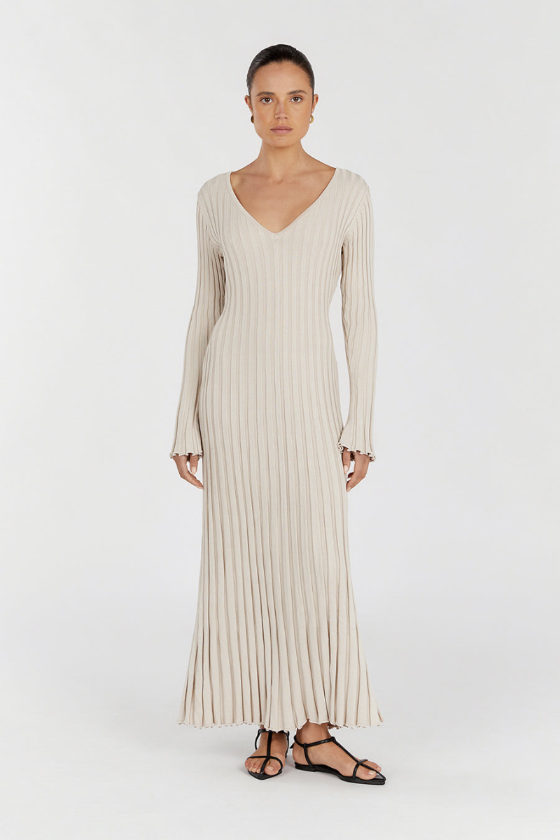 Darla Robe en Maille Côtelée avec Ceinture