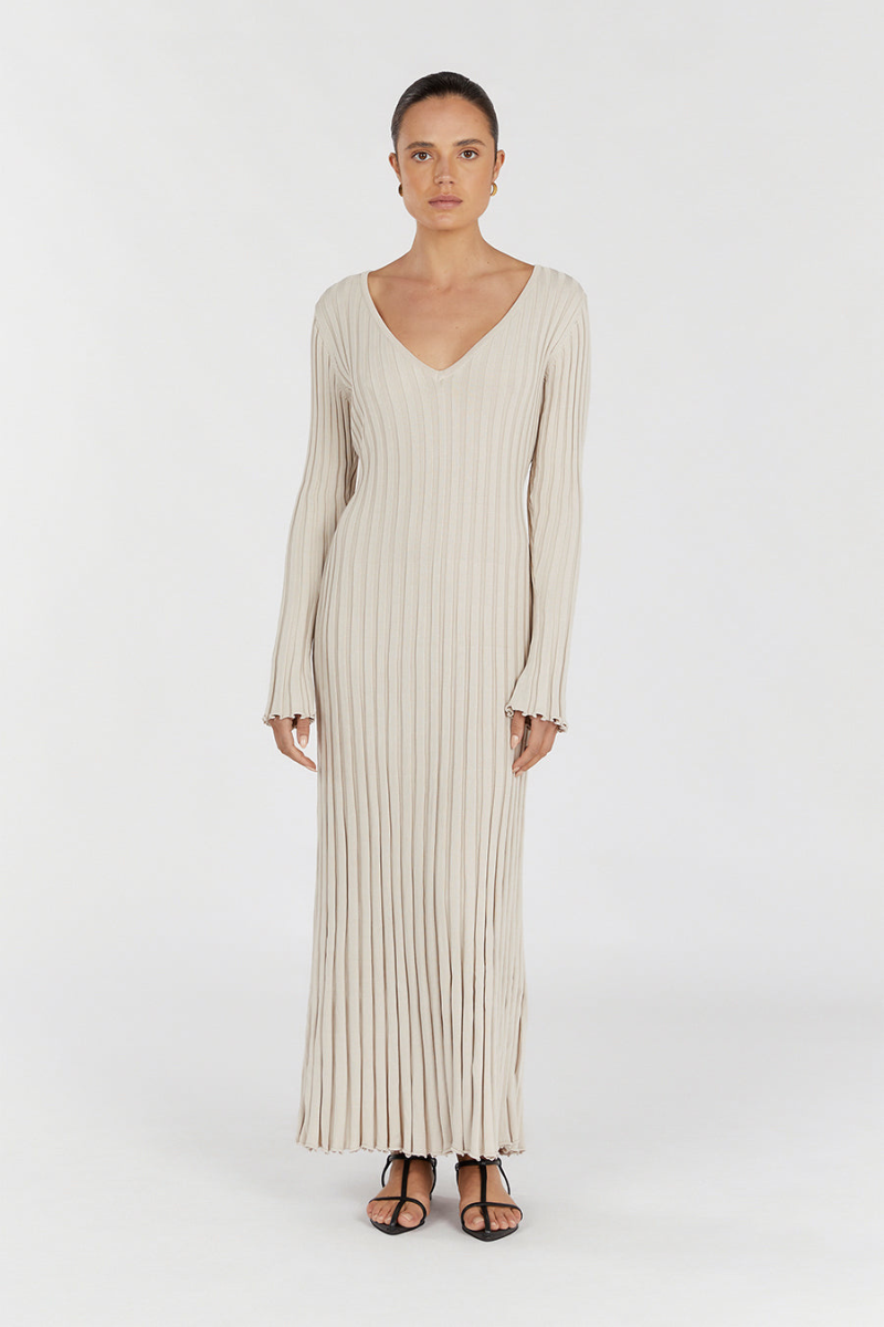 Darla Robe en Maille Côtelée avec Ceinture