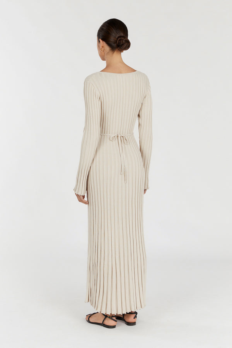 Darla Robe en Maille Côtelée avec Ceinture