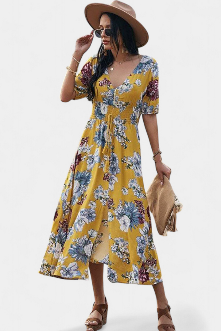 Robe d'Été Benoja avec Imprimé Floral et Silhouette Définie