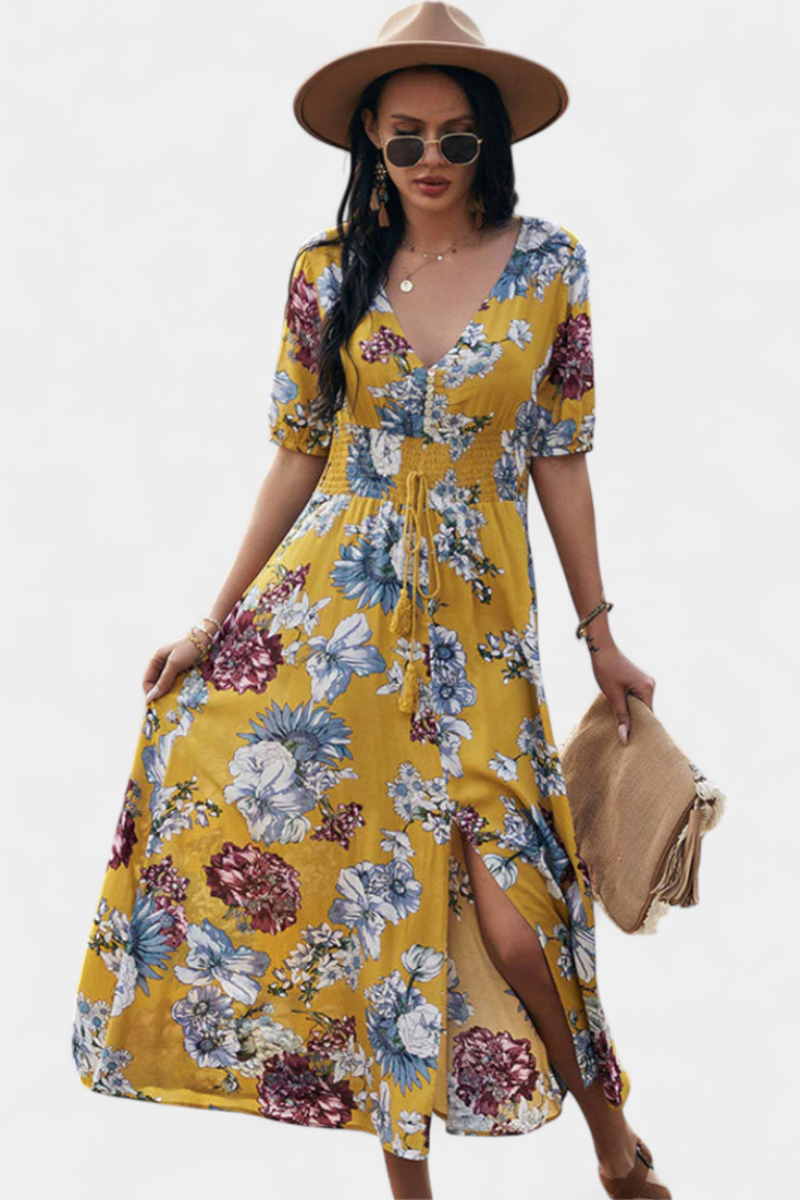 Robe d'Été Benoja avec Imprimé Floral et Silhouette Définie