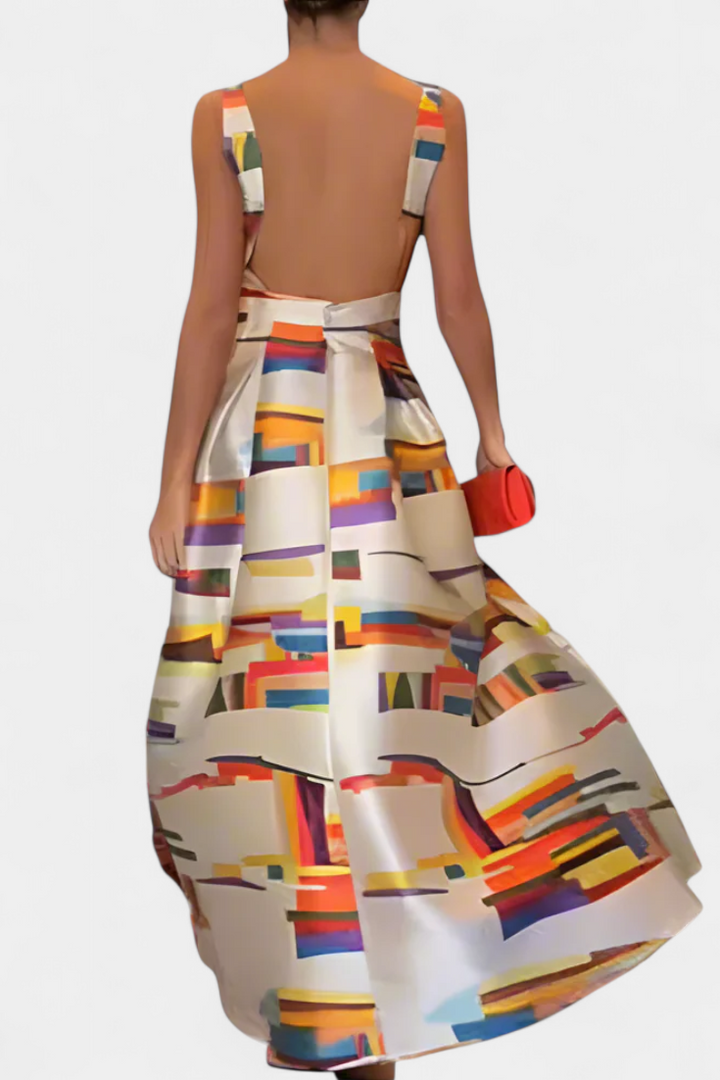 Zara Robe à Dos Nu et Imprimé Artistique