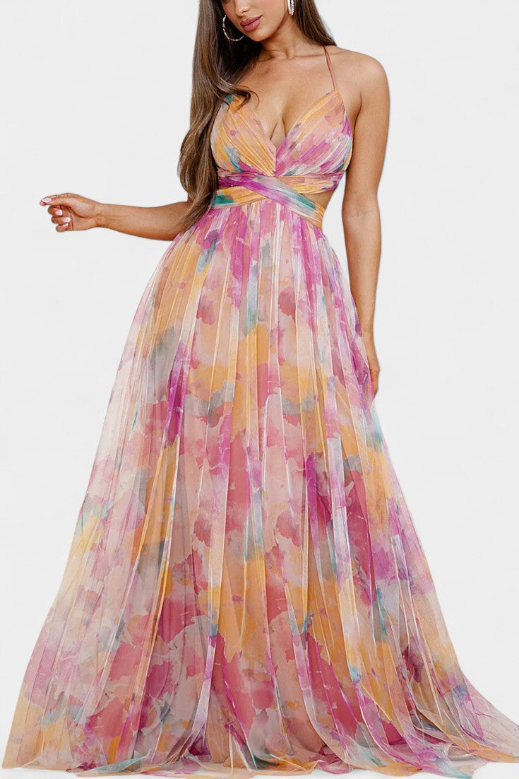 Robe Maxi Fleurie Ingrid avec Décolleté en V