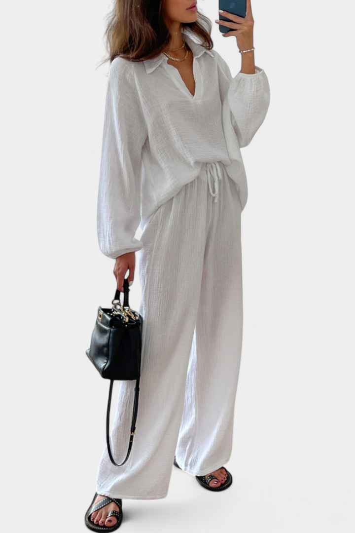 Aya Ensemble de Deux Pièces en Coton avec Décolleté en V