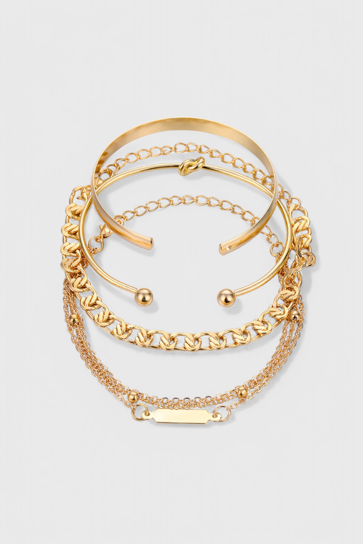 Jeu de Bracelets en Chaîne en Métal de 4 Pièces