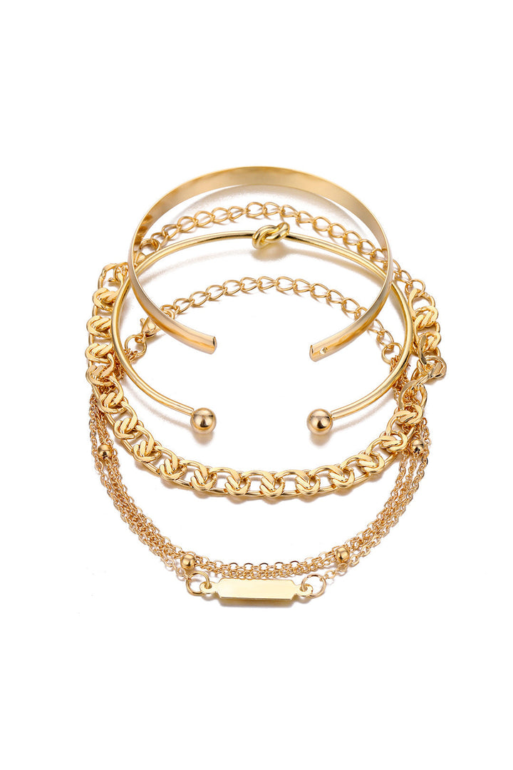 Jeu de Bracelets en Chaîne de Métal de 4 Pièces