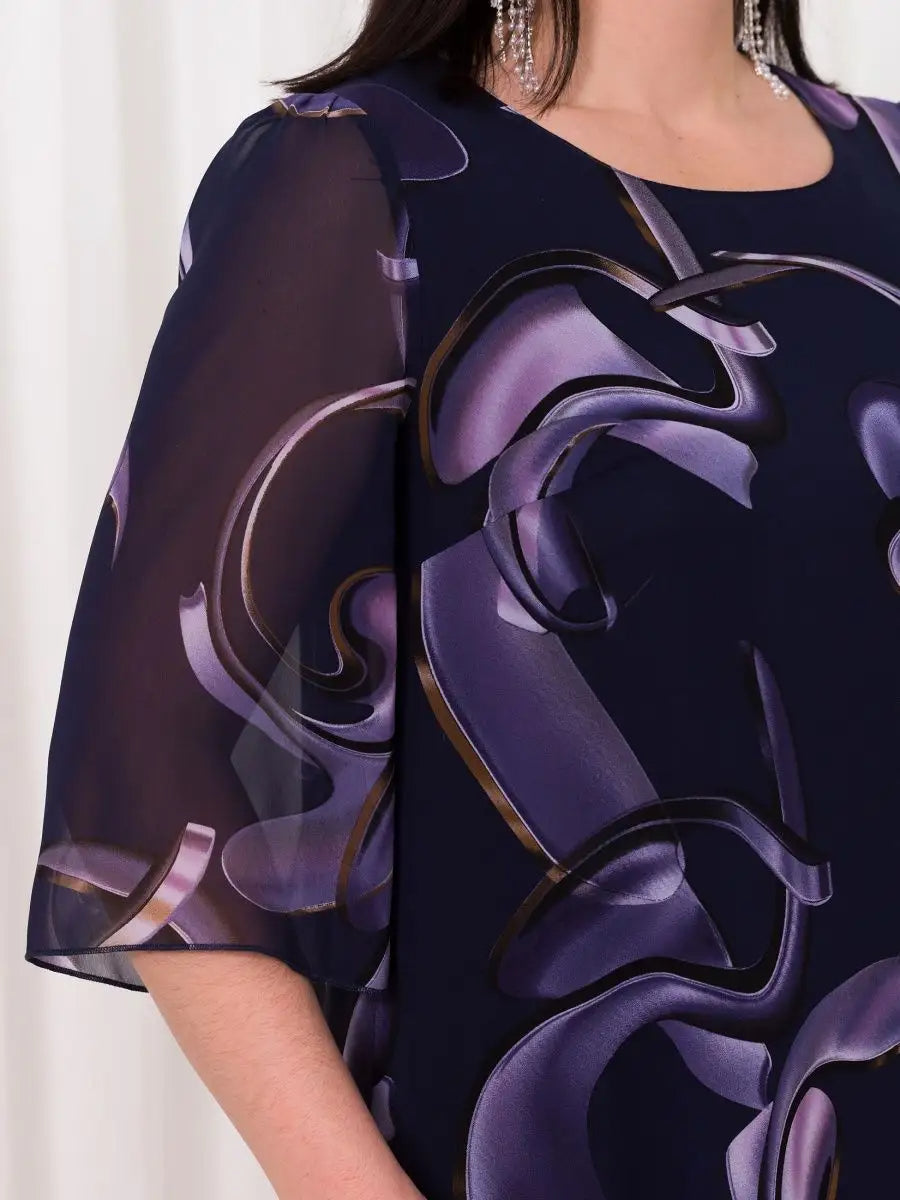 Robe en Gaze Shriley avec Imprimé Midnight Swirl et Silhouette Fluide